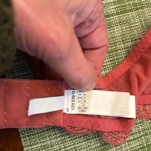 SIMONE PERELE Karma Demi-Cup Convertible Lace Bra. Deep Rose Size 34D NWT - Picture 4 of 10